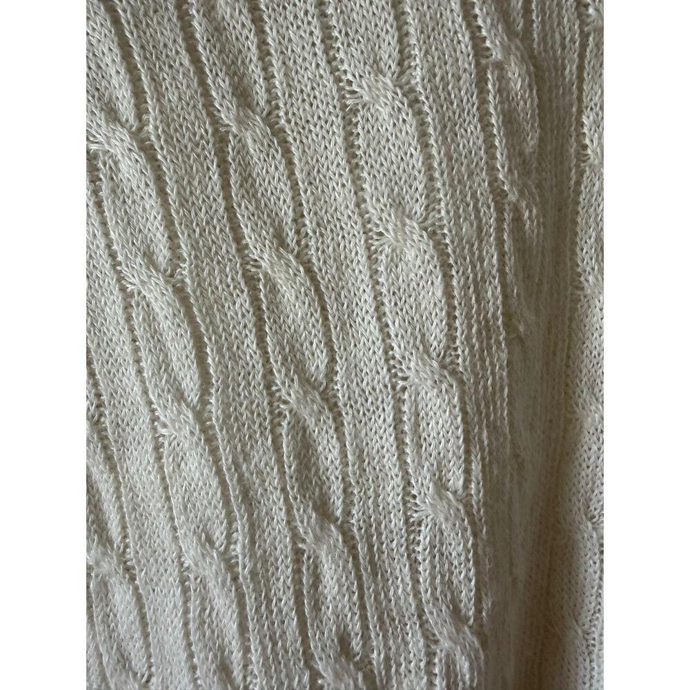 J.Crew 100% Linen Cable Knit Sweater‎ Ivory Size M Coastal Preppy Fisherman - Picture 3 of 6
